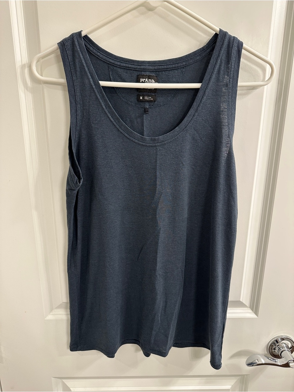 prAna Women's Cozy Up Scoop Neck Tank Top - medium, blue/charcoal